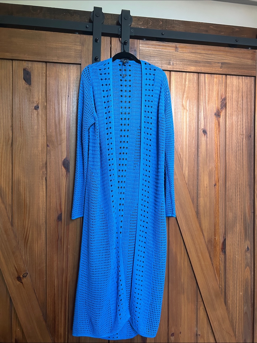 NWOT Express Blue Crochet Duster Cardigan